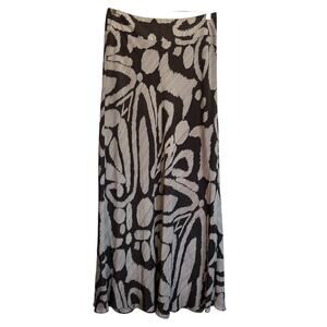 Banana Republic Geometric Printed Silk Maxi Skirt Witchy Boho Brown Cream Size 6